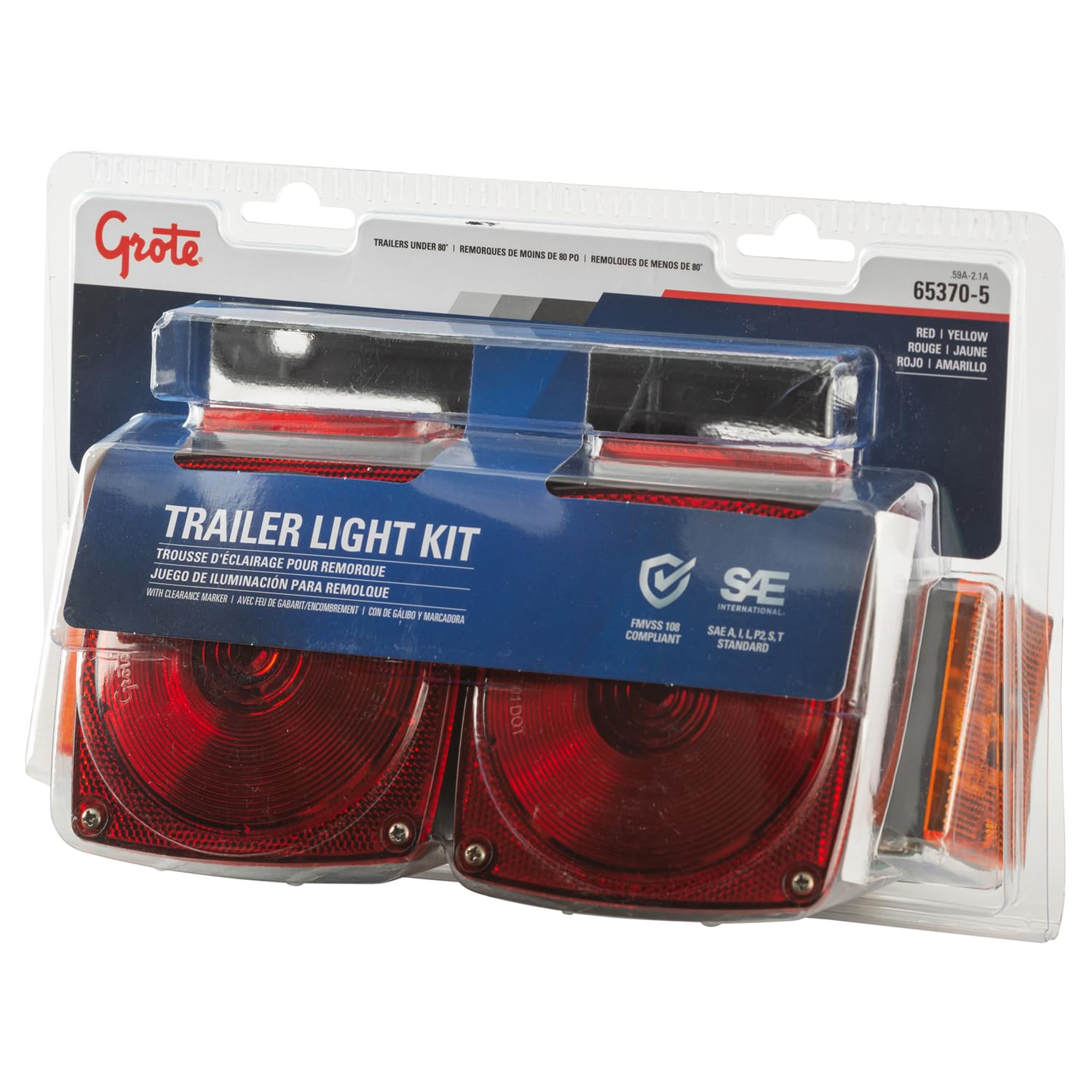 65330-5 Submersible LED Trailer Lighting Kit - Waterproof Square Clearance Lights for Trucks & Trailers - Perfect for RV, Boat & Utility Trailers in All Weather Conditions