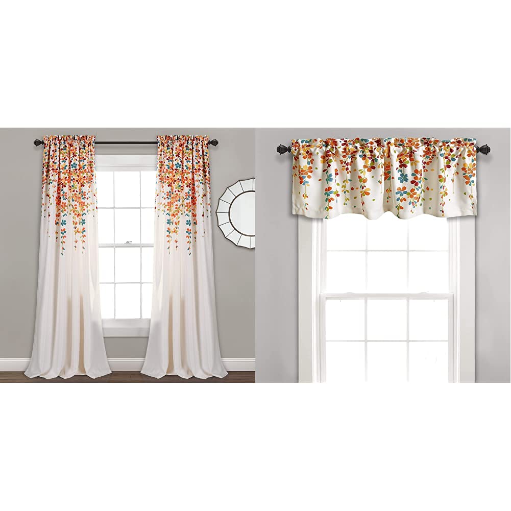 Lush Decor Darkening Window Curtains Set - Turquoise & Tangerine for Bedroom Privacy