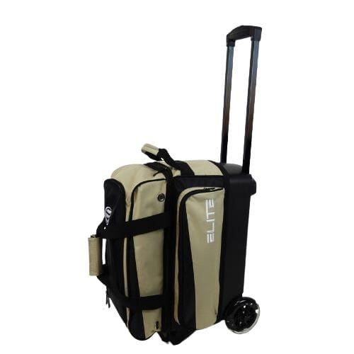 ELITE Deluxe Double Roller Bowling Bag - Sand & Black - Perfect for League Play, Tournaments & Travel