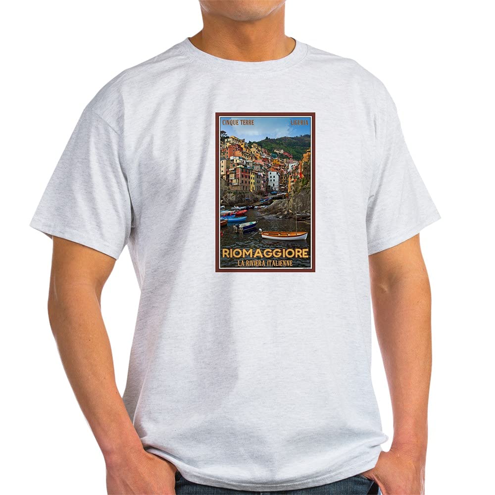 Riomaggiore White Cotton T-Shirt for Men & Women - Comfortable Casual Tee for Travel, Vacation & Everyday Wear
