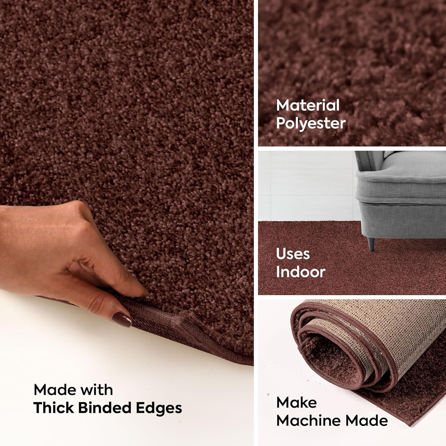 Ambiant Saturn Collection Kids' Favorite Chocolate Area Rug - 6' x 8' Oval, Stain-Resistant Indoor Rug for Living Room, Bedroom, Dining Room | Pet & Child Safe Non-Slip Rug for Home Decor, Wedding Gift