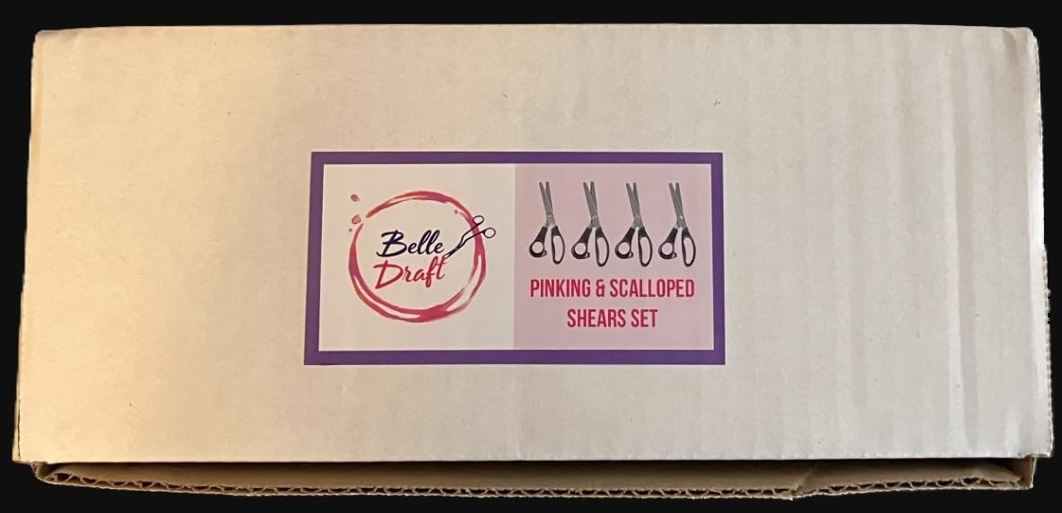 4-Piece Zig Zag & Scalloped Scissors Set - Small (3mm) & Large (7mm) Pinking Shears for Sewing, Fabric Cutting, Quilting & DIY Crafts - 9-Inch Professional Dressmaking Scissors - Perfect for Sewing Projects, Fabric Edges & Crafting