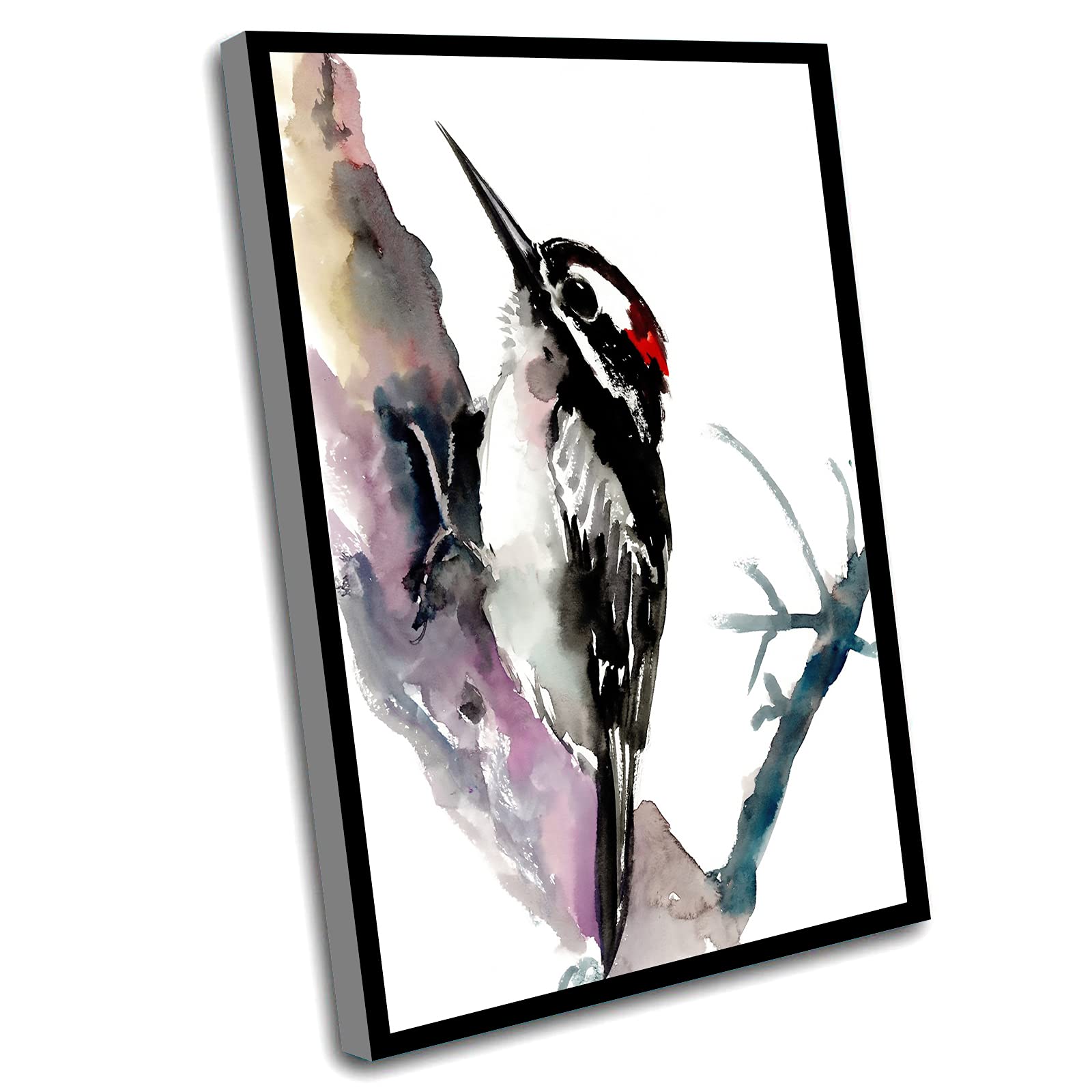 Modern Canvas Wall Art - 8x12 Inch Framed Watercolor Painting of Dawny Bird for Bedroom, Living Room, Dining Room & Office Decor | Perfect for Home, Office & Gift Giving
