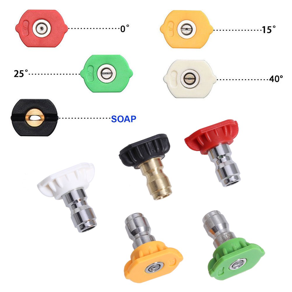 Haofy 5Pcs High Pressure Washer Nozzle Tips Kit for Power Washer - 0° 15° 25° 40° Soap Nozzles - Perfect for Car Washing, Driveway Cleaning & Home Exterior Maintenance