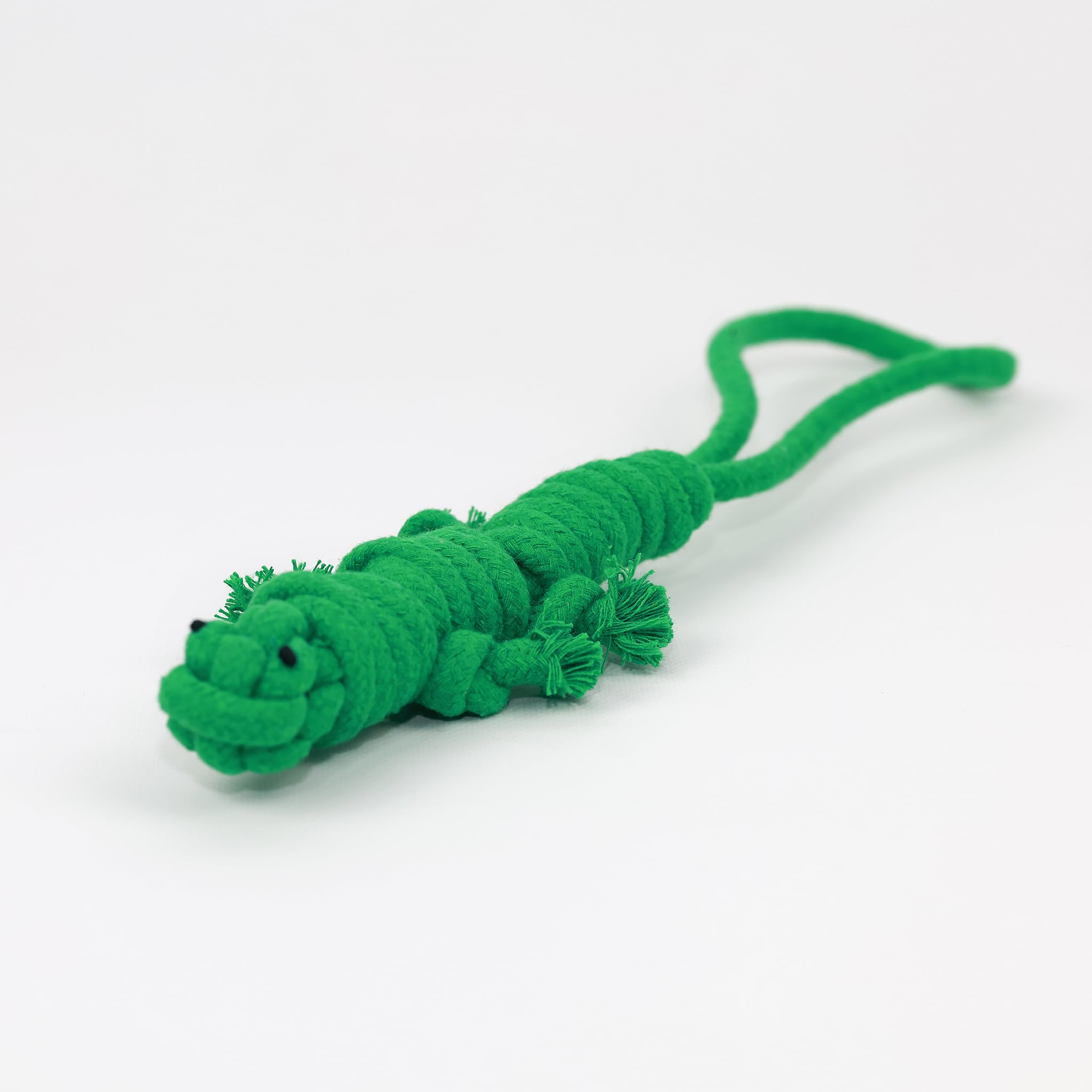 Eco-Friendly Handmade Green Lizard Rope Dog Toy - Durable Tug of War Chew Toy for Small Dogs & Puppies | Sustainable Pet Gift for Playtime, Training & Bonding Activities