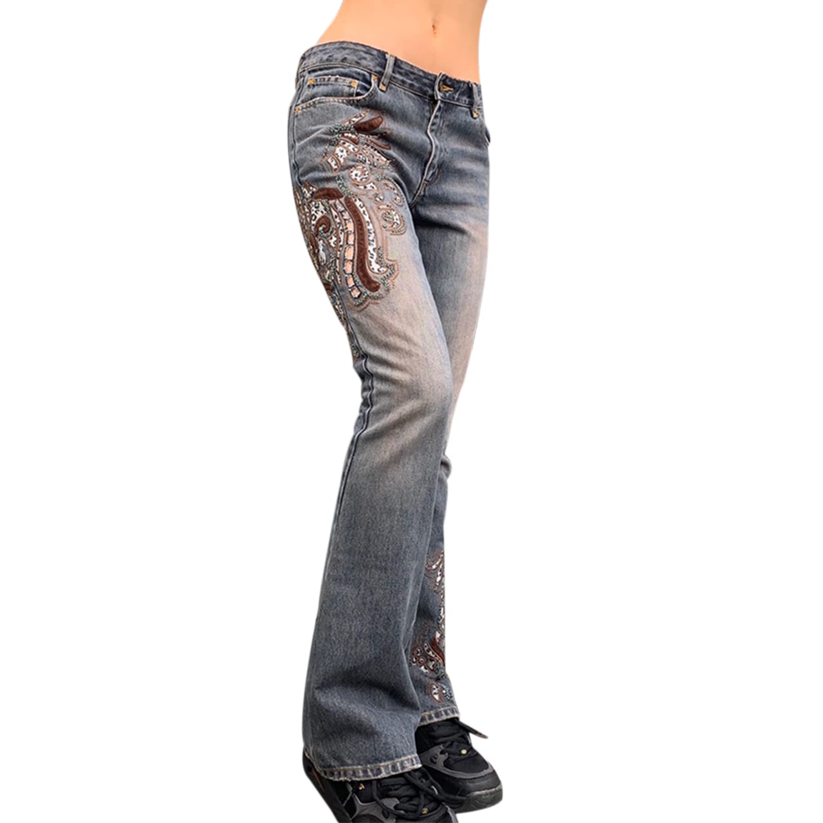 ICNGLKSND Women's High Waisted Baggy Jeans - Straight Wide Leg Denim Pants with Big Pockets | Y2K Streetwear Fashion for Casual Outfits & Retro Looks