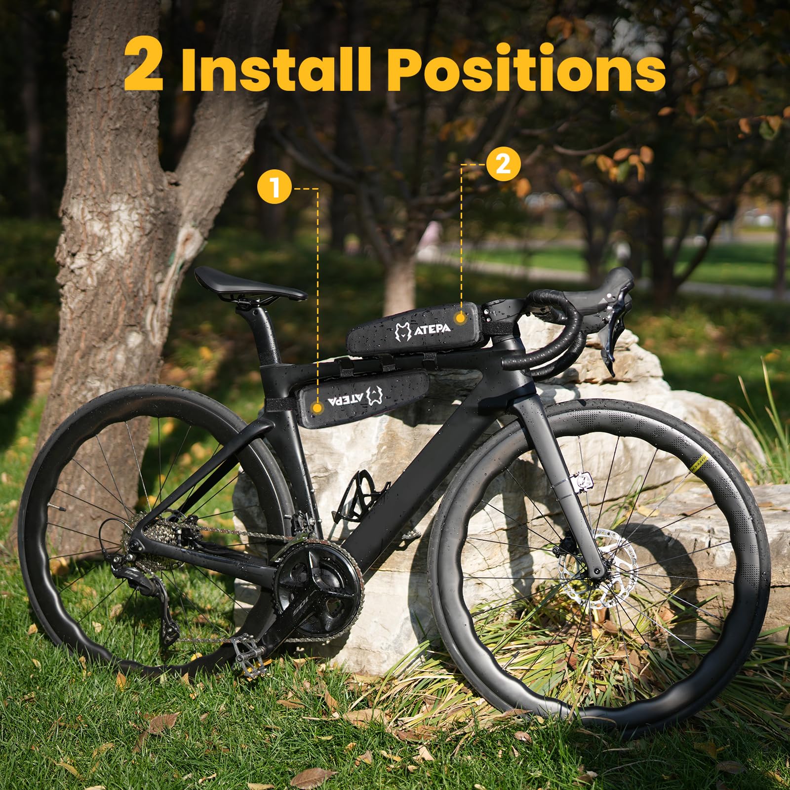 ATEPA 2L Waterproof Bike Frame Bag - Top Tube Bicycle Bag for Mountain & Road Bikes - Large Capacity Under Seat Saddle Pouch - Perfect for Cycling, Commuting & Outdoor Adventures
