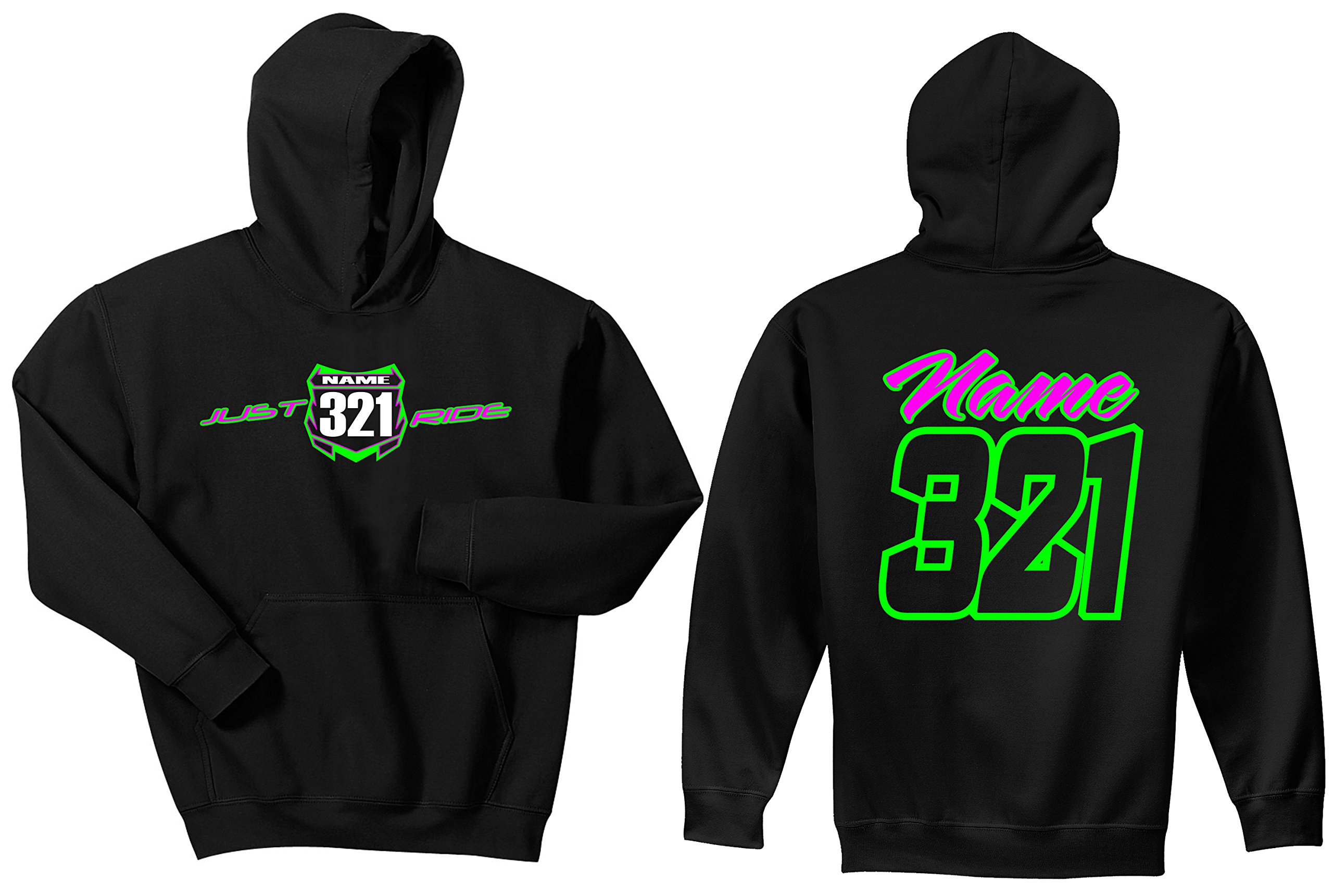 Custom Personalized Motocross Youth Hoodie with Number Plate - Breathable Sweatshirt for Dirt Bike Riding & Off-Road Adventures