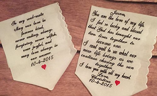 Elegant Wedding Vows Handkerchief Set for Bride & Groom - Perfect for Ceremonies, Vow Renewals & Keepsakes