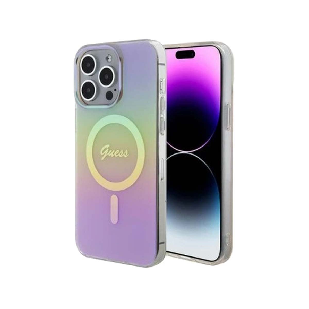 Guess Script MagSafe Compatible Phone Case for iPhone 15 Pro Max - Slim Protective Cover with Secure Magnetic Attachment for Wireless Charging (Perfect for Work, Travel & Everyday Use)