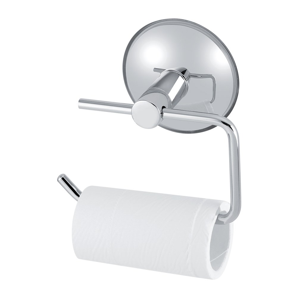 Stainless Steel Wall-Mounted Toilet Paper Holder with Vacuum Suction - Bathroom & Kitchen Tissue Roll Dispenser for Smooth Flat Surfaces | Perfect for Small Spaces, RVs & Modern Home Decor