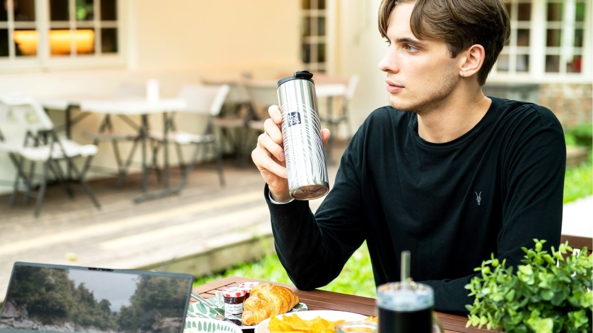 15oz Stainless Steel Vacuum Insulated Tumbler - Double Wall Thermal Coffee Mug, Hot & Cold Beverage Cup, BPA-Free, Organica White - Perfect for Office, Travel, Camping & Outdoor Activities