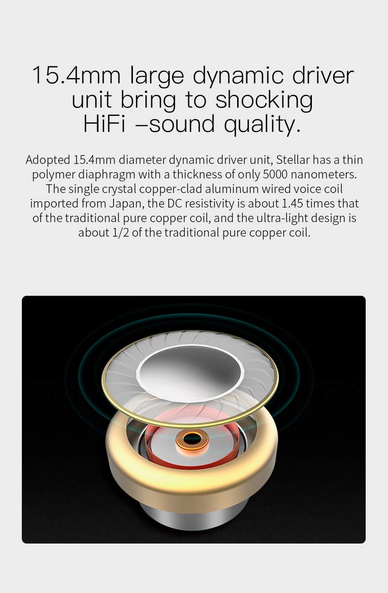 KBEAR Stellar 1DD HiFi Wired Earbuds with Microphone - High Resolution Stereo In-Ear Headphones for Android, iPhone, Tablets & MP3 Players (Black) | Perfect for Music Lovers, Commuting & Gaming