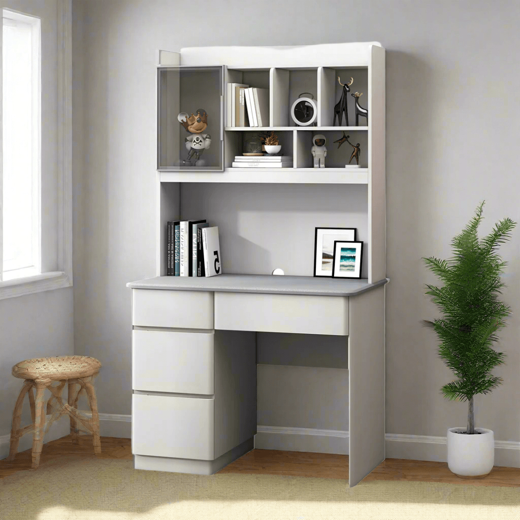 Magnus Study Desk with Hutch - 120cm White Modern Computer Desk for Home Office, Study Room & Small Spaces - Perfect for Work, Online Classes & Remote Learning