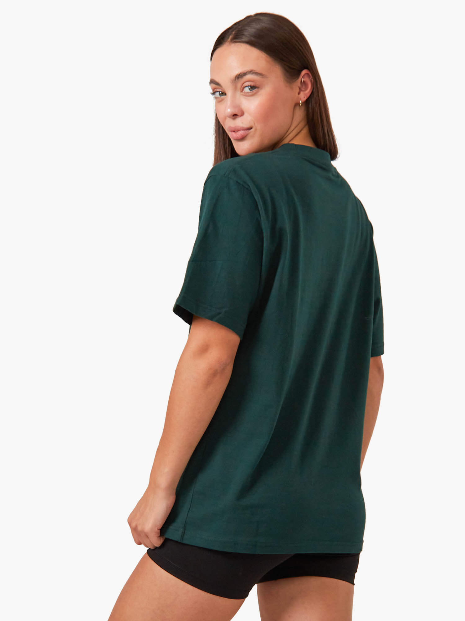 Oversized T-Shirt for Women - Soft Cotton Bottle Green Relaxed Fit Tee - Perfect for Casual Wear, Lounge & Street Style