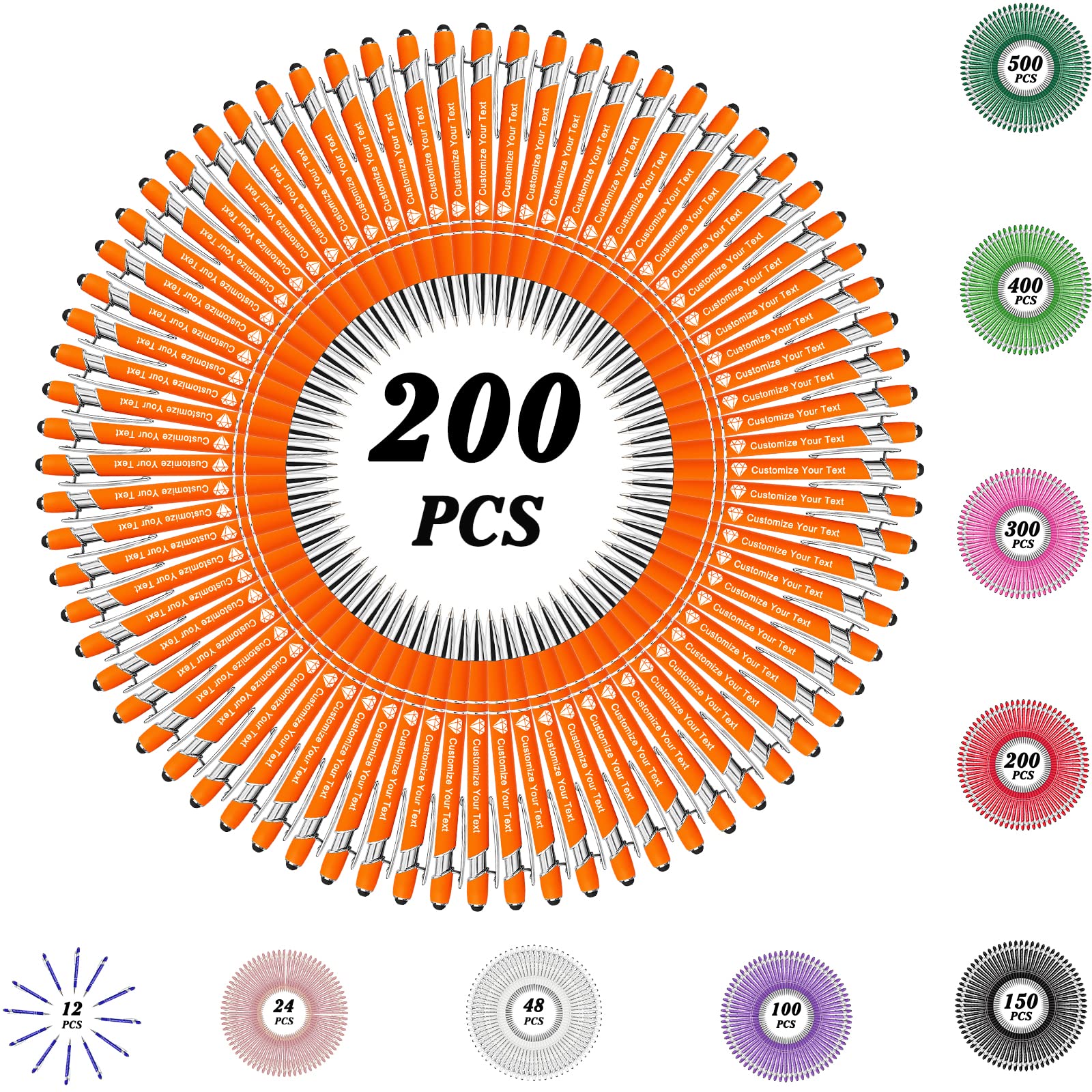 500 Custom Personalized Ballpoint Pens with Name & Logo - Bulk Engraved Promotional Pens for Business, Graduation, Birthday Gifts - Perfect for Corporate Events, School Supplies & Branding