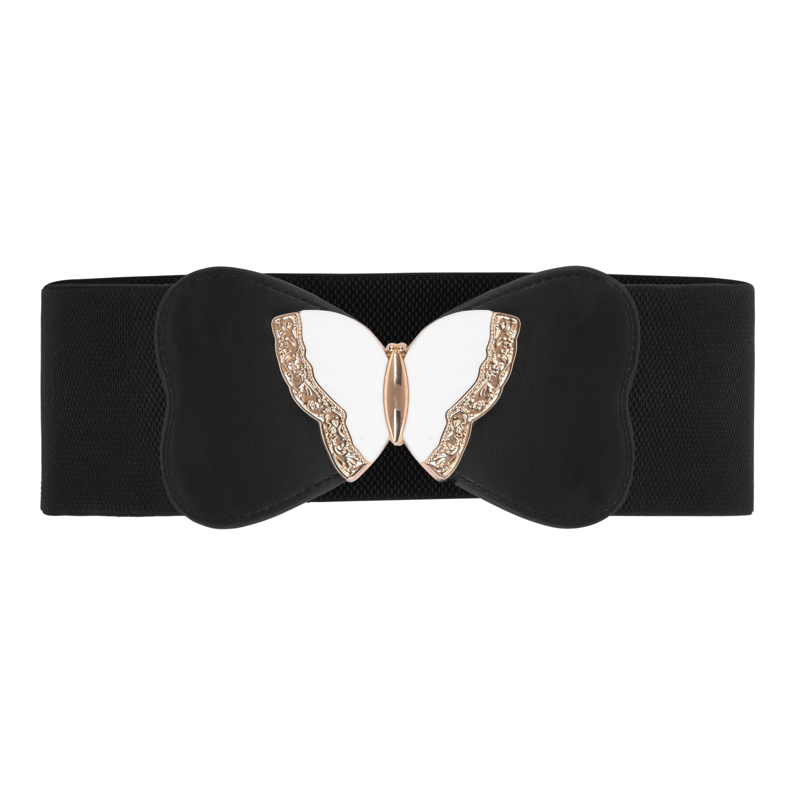 BlackButterfly 3 Inch Elastic Waist Belt for Women - Adjustable Stretch Fashion Belt for Dresses, Skirts & Pants - Comfortable Everyday Wear & Special Occasions