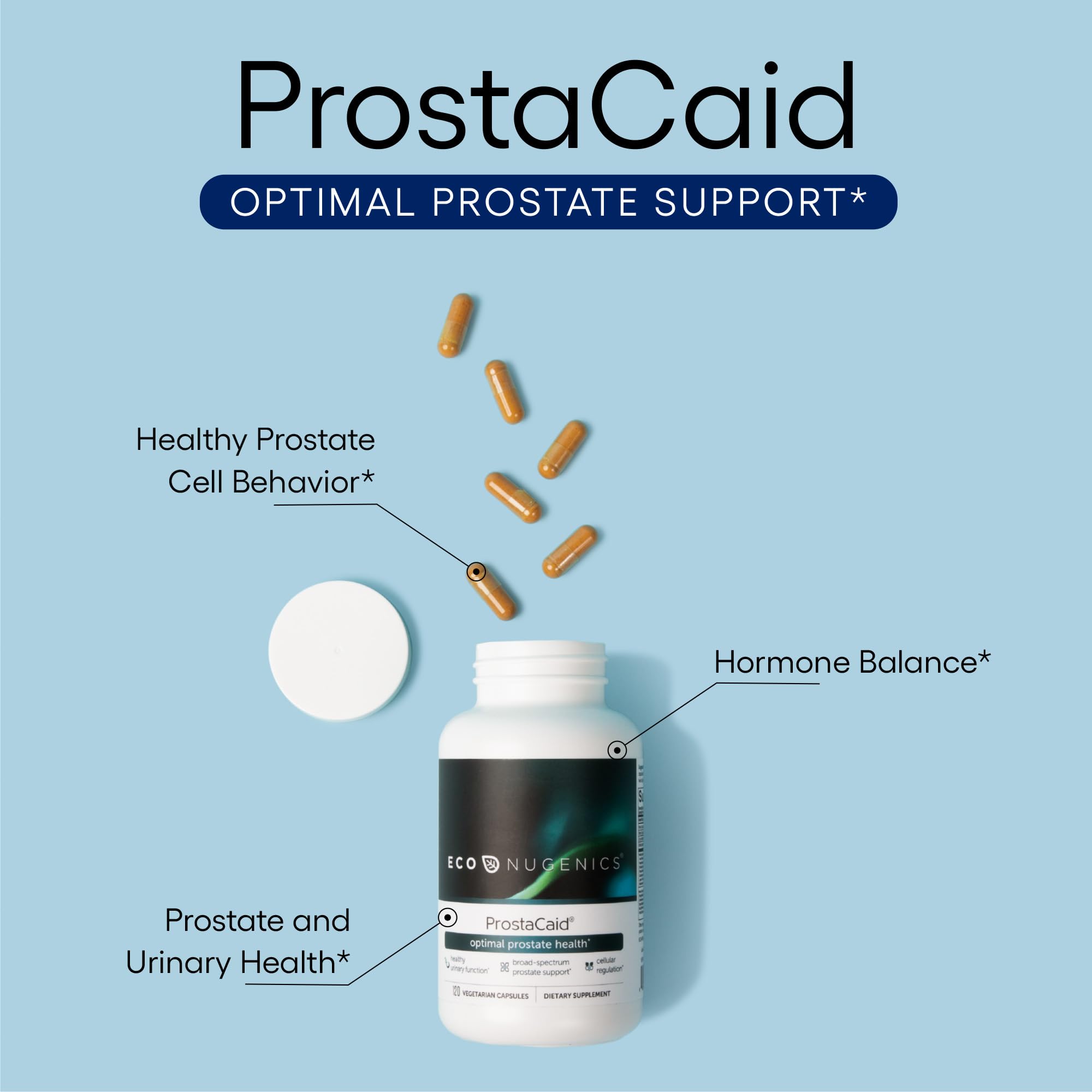 EcoNugenics ProstaCaid – Premium Prostate Health Supplement for Men with Saw Palmetto, Berberine, Turmeric BCM-95, Quercetin & DIM – Supports Urinary Function, Detox & Immune Health – 120 Capsules – Ideal for Active Men & Seniors
