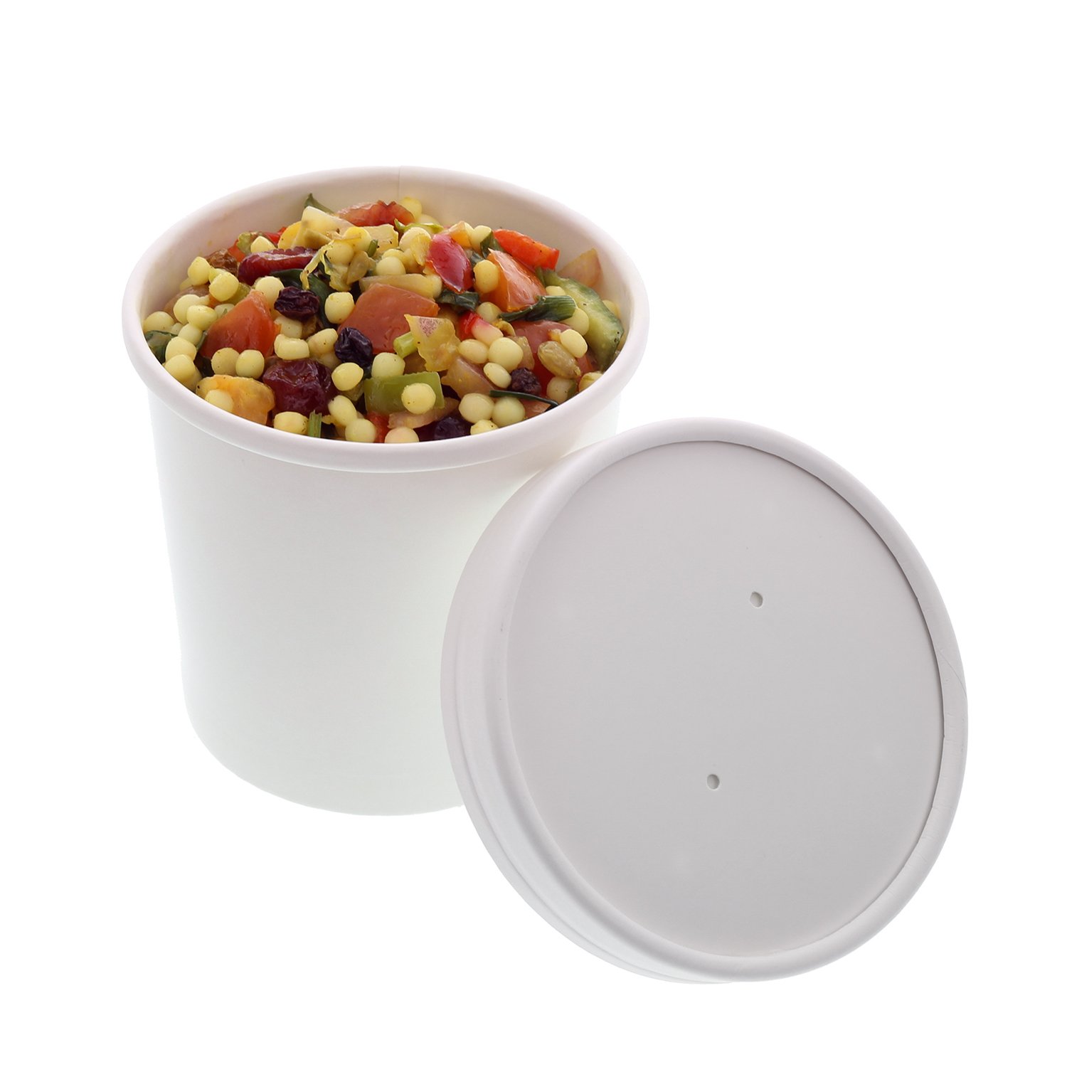 Royal 12oz White Paper Food Containers with Lids - 250 Pack | Disposable Takeout Boxes for Restaurants, Catering & Meal Prep | Microwave & Freezer Safe