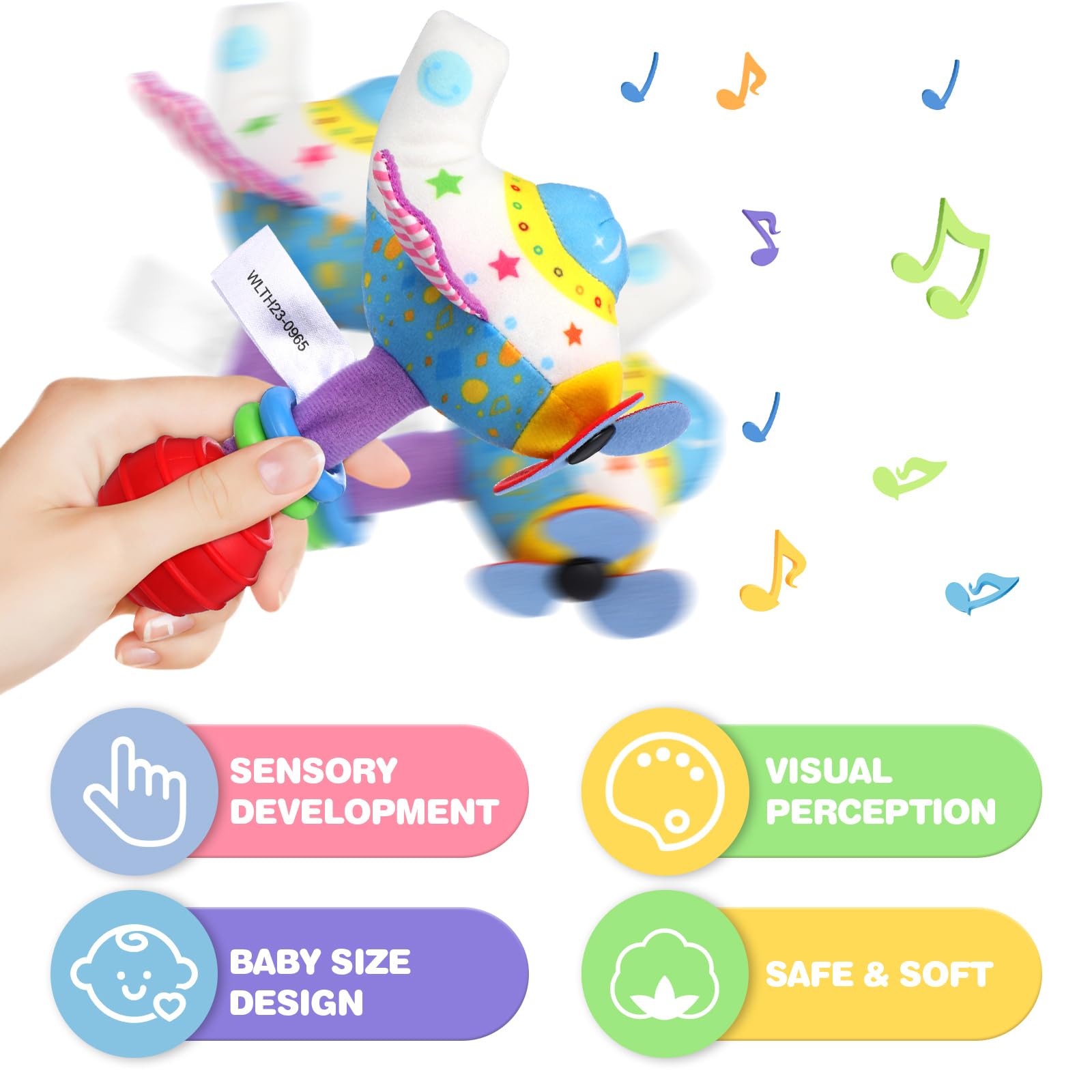 TOYANDONA Educational Baby Rattle Toy - Soft Cloth Airplane Puzzle with Bell Sound, Safe Stuffed Developmental Toy for Infants & Toddlers | Perfect for Sensory Play, Early Learning & Fun Gift for Kids