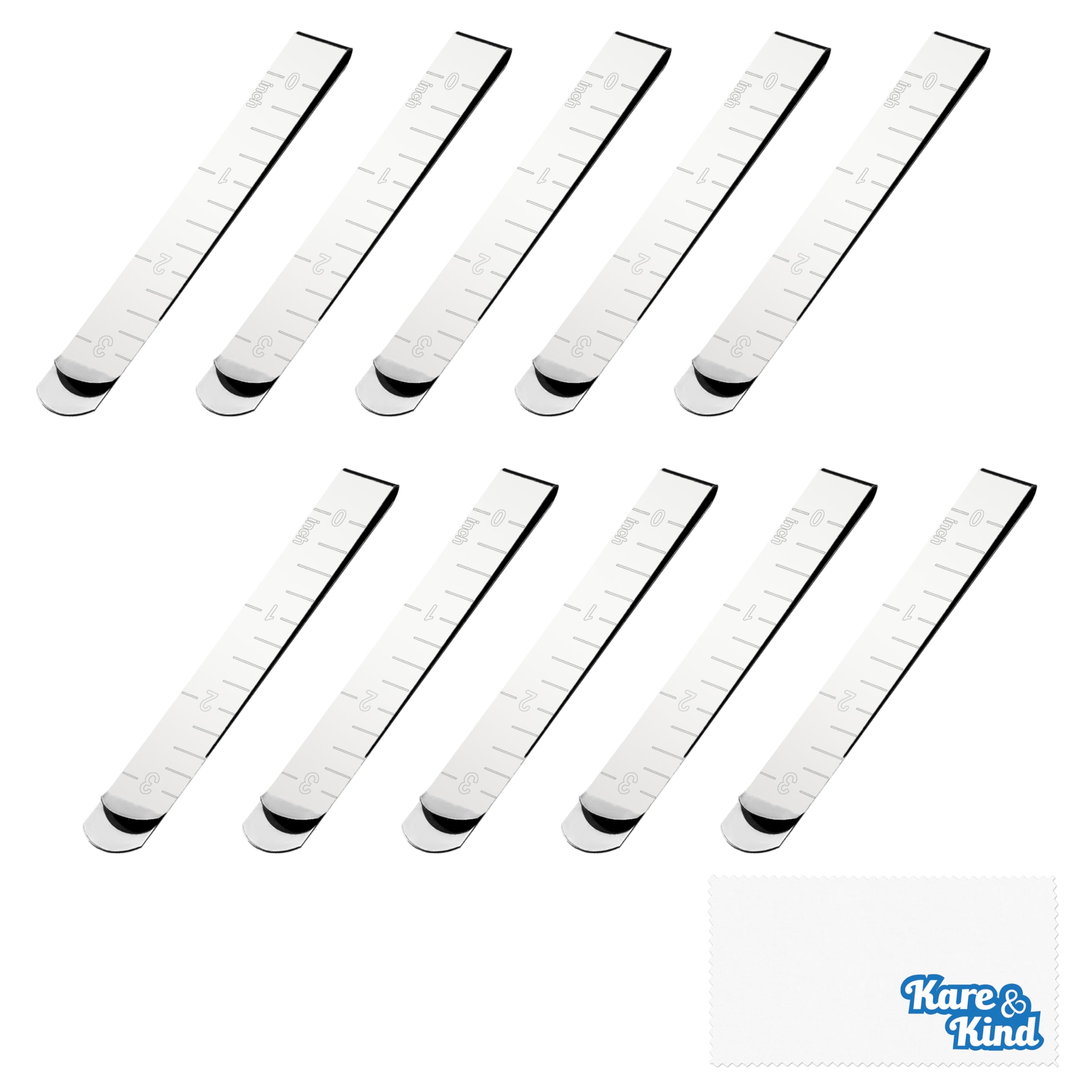 Kare & Kind 10-Pack Stainless Steel Hemming Clips with Measurement Ruler - Sewing Pins, Fabric Markers for Quilting, DIY Crafts - Perfect for Dressmaking, Alterations & Home Sewing Projects