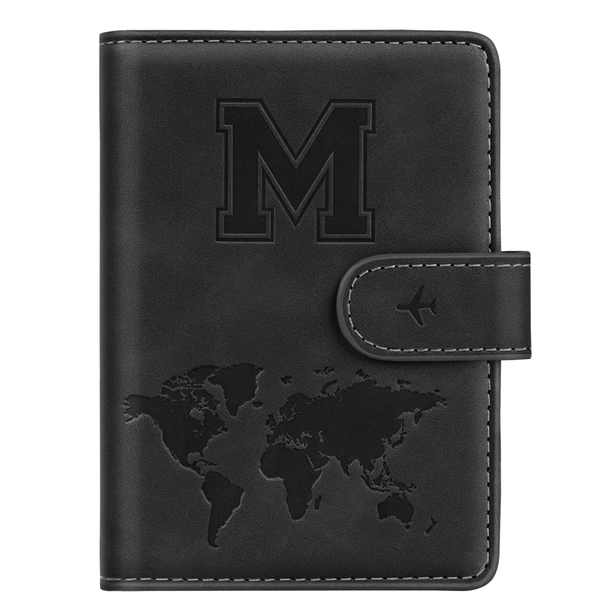 Personalized RFID Blocking Passport Holder Wallet Cover - Monogram Letter A-Z Travel Wallet Case for Women & Men (Black) | Secure Travel Document Organizer for Airports, Vacations & Business Trips