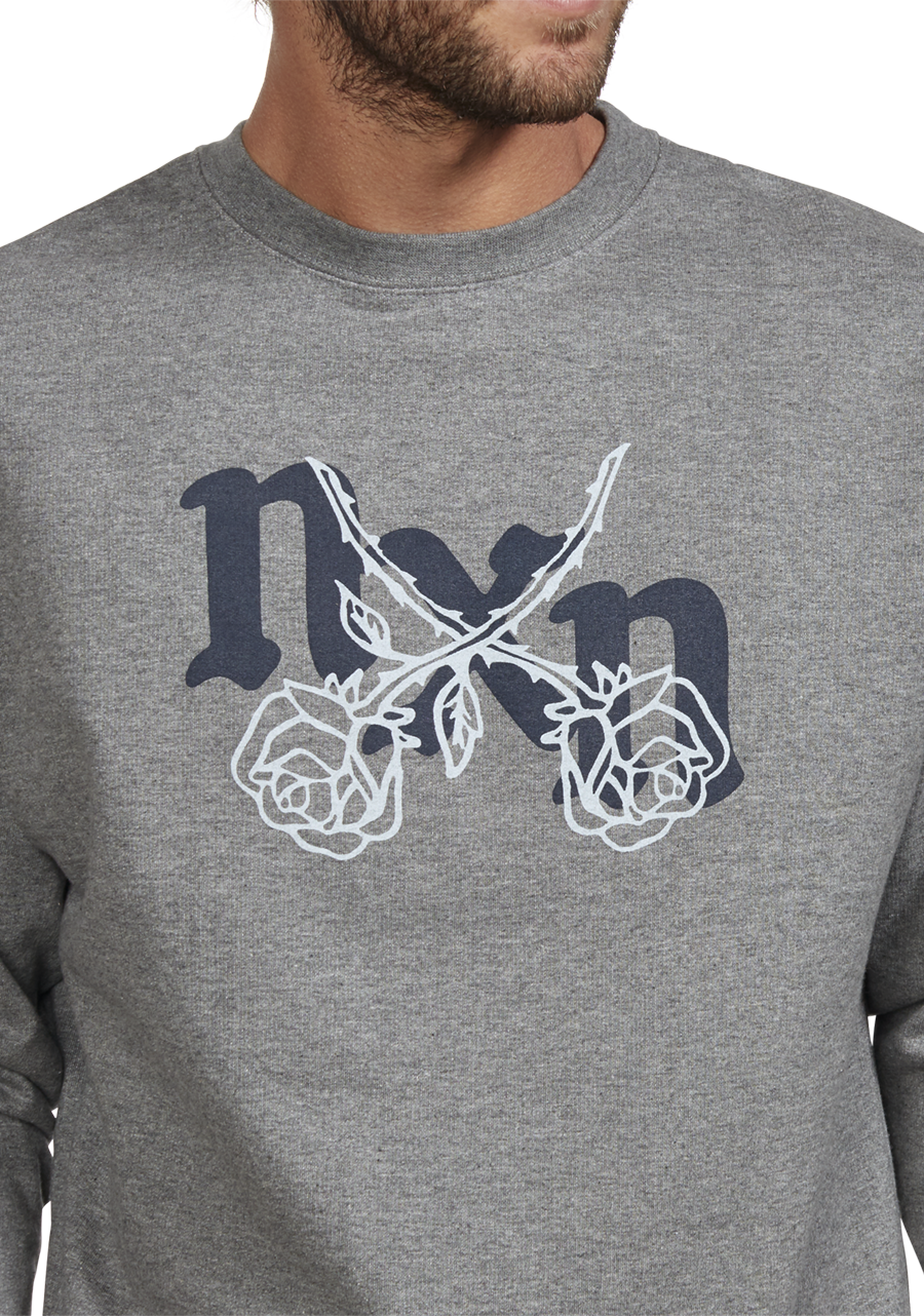 Rosas Crew Sweatshirt for Women - Soft Cotton Pullover Hoodie in Dark Heather Gray & Gray | Casual Wear, Lounge, Street Style Fashion