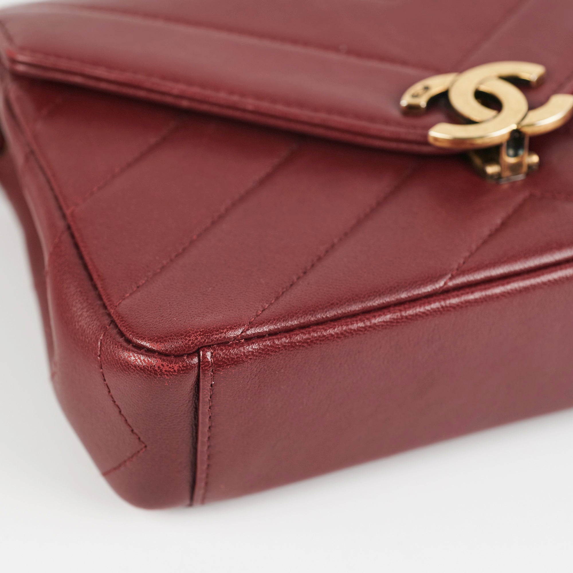 Chanel Mini Chevron Burgundy Leather Crossbody Bag for Women - Luxury Designer Handbag for Date Night, Parties & Everyday Use