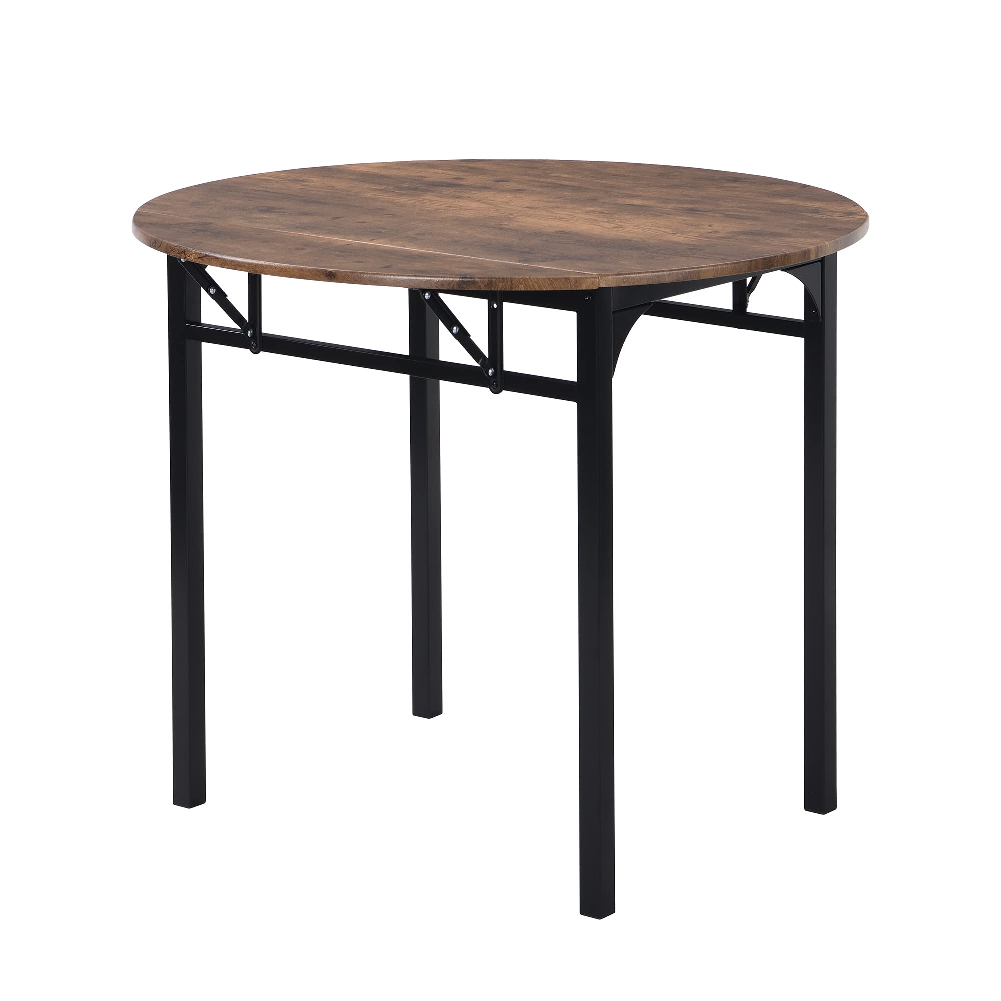 P PURLOVE 3-Piece Round Solid Wood Dining Table Set with 2 Chairs - Farmhouse Drop Leaf Kitchen Table for Small Spaces, Apartments & Compact Homes | Perfect for Breakfast Nooks, Cozy Kitchens & Studio Living