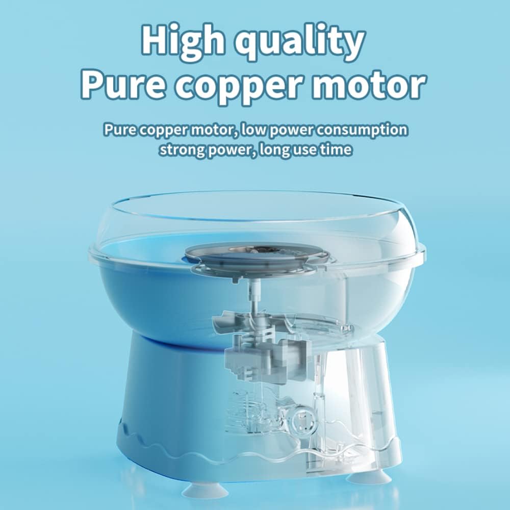 Electric Cotton Candy Maker for Kids - Large Food Grade Splash-Proof Plate, Blue - Perfect for Birthday Parties, Family Gatherings & Home Fun