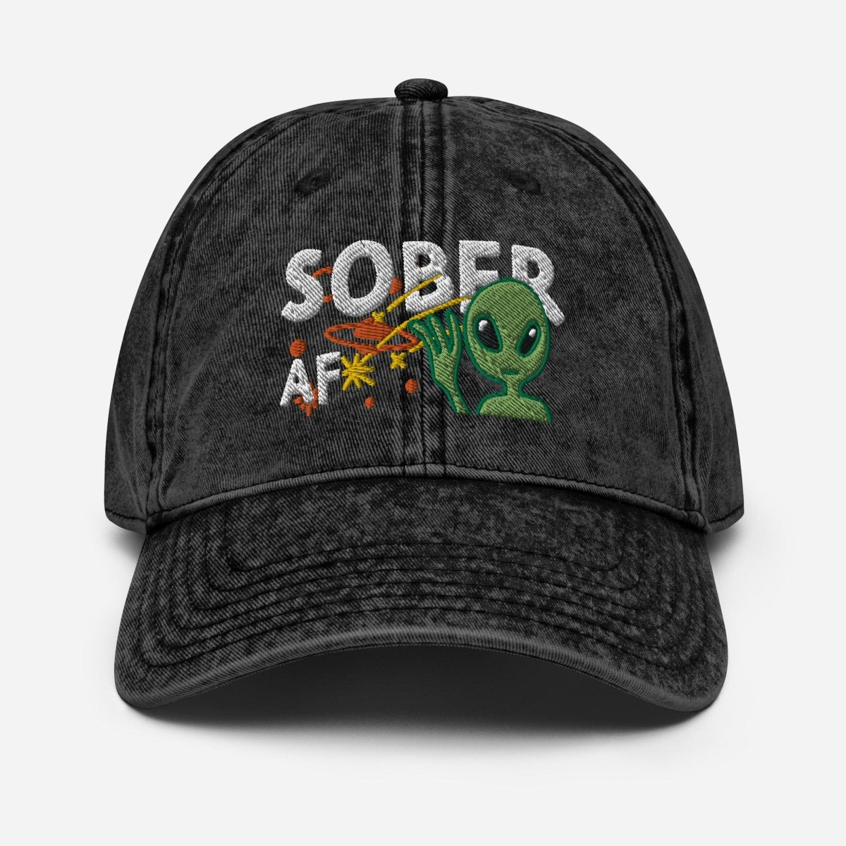 Galactic Sobriety Alien Embroidered Vintage Cotton Twill Cap - Retro Baseball Hat for Men & Women - Perfect for Outdoor Activities, Sports & Casual Wear