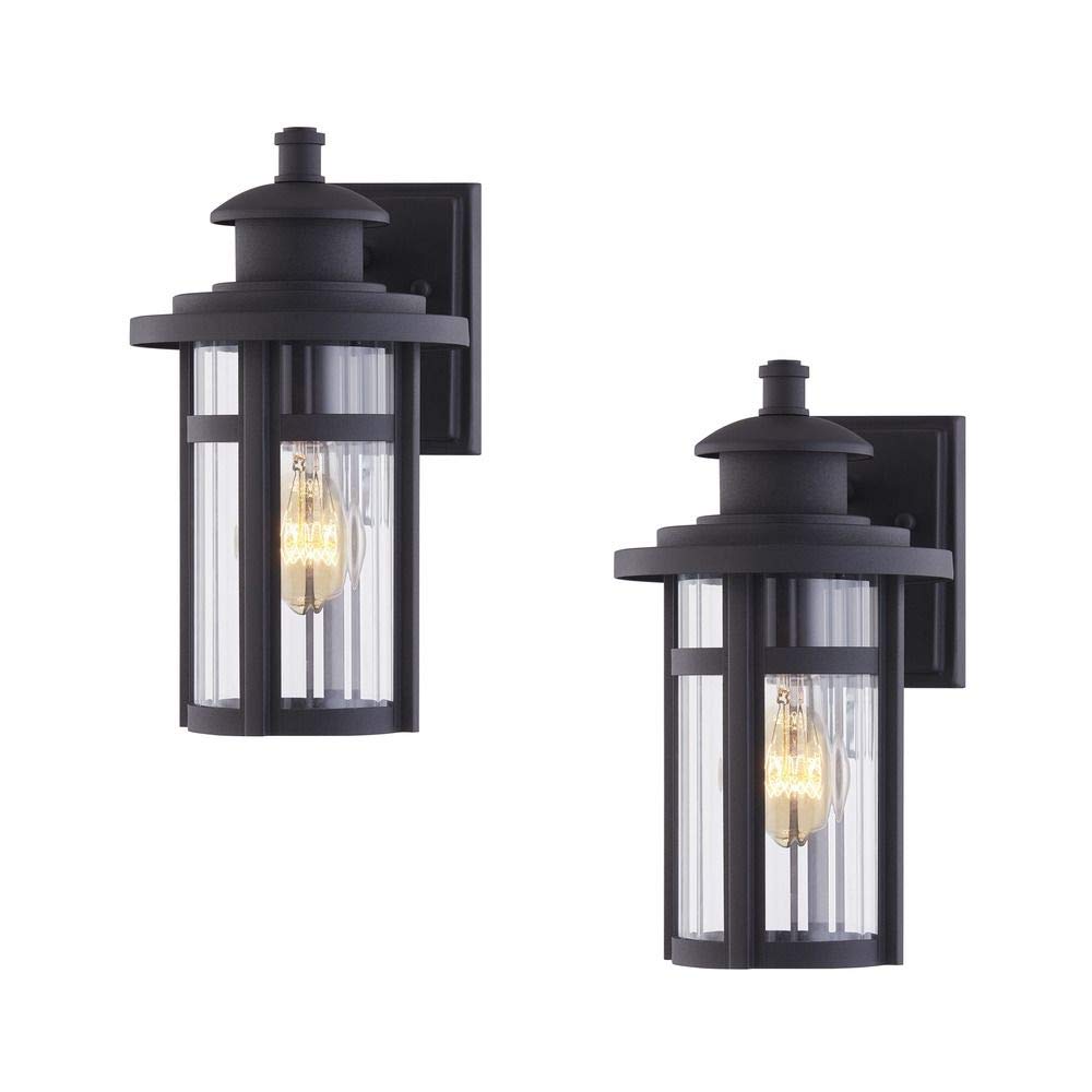 Tumalo Powder Coated Black Outdoor Wall Light Fixtures (2-Pack) - Weatherproof Exterior Sconce Lighting for Porch, Patio, Garage & Garden