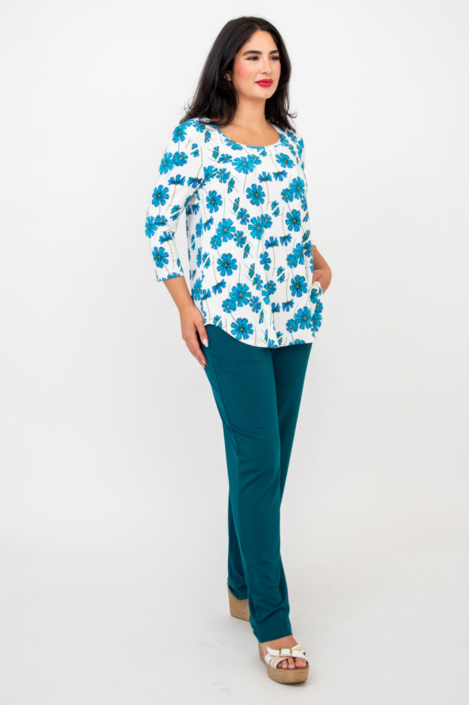 Jazz 3/4 Sleeve Top for Women - Soft Bamboo Fabric in Aster Purple - Perfect for Dance Classes, Yoga & Casual Wear