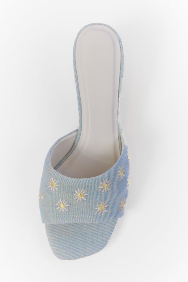 Lulu Denim Daisy Heels - Women's Fashion High Heels for Party & Evening Wear - Final Sale