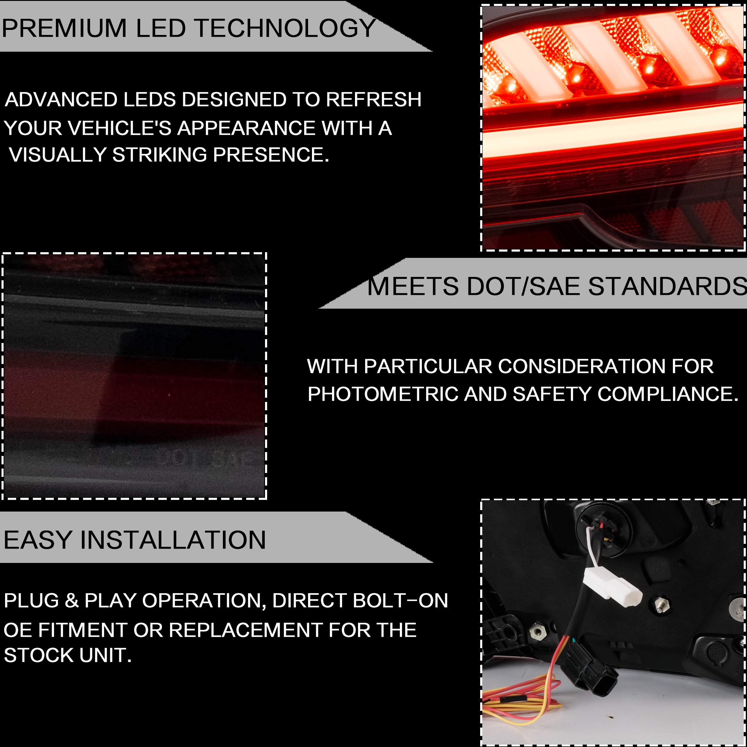 VLAND Smoked LED Tail Lights Assembly for Honda Accord 10th Gen (2018-2022) - Sequential Turn Signals, Reverse & Fog Lights, Plug & Play - Upgrade Your Car's Rear Style for Night Driving & Enhanced Safety