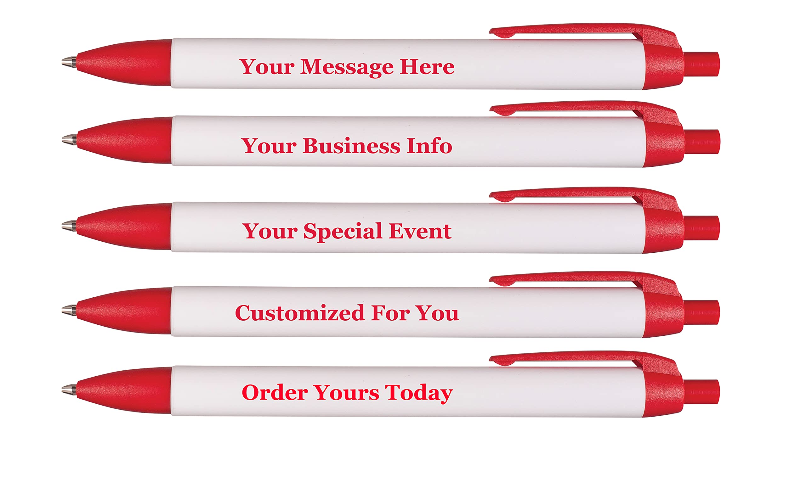 RevMark Personalized Wide Body Ballpoint Pens - Custom Printed with Name/Business/Event Info - Premium USA Made Promotional Pens with Smooth Black Ink - Bulk Pack of 1000 (Red) - Perfect for Corporate Gifts, Trade Shows & Branded Marketing Campaigns