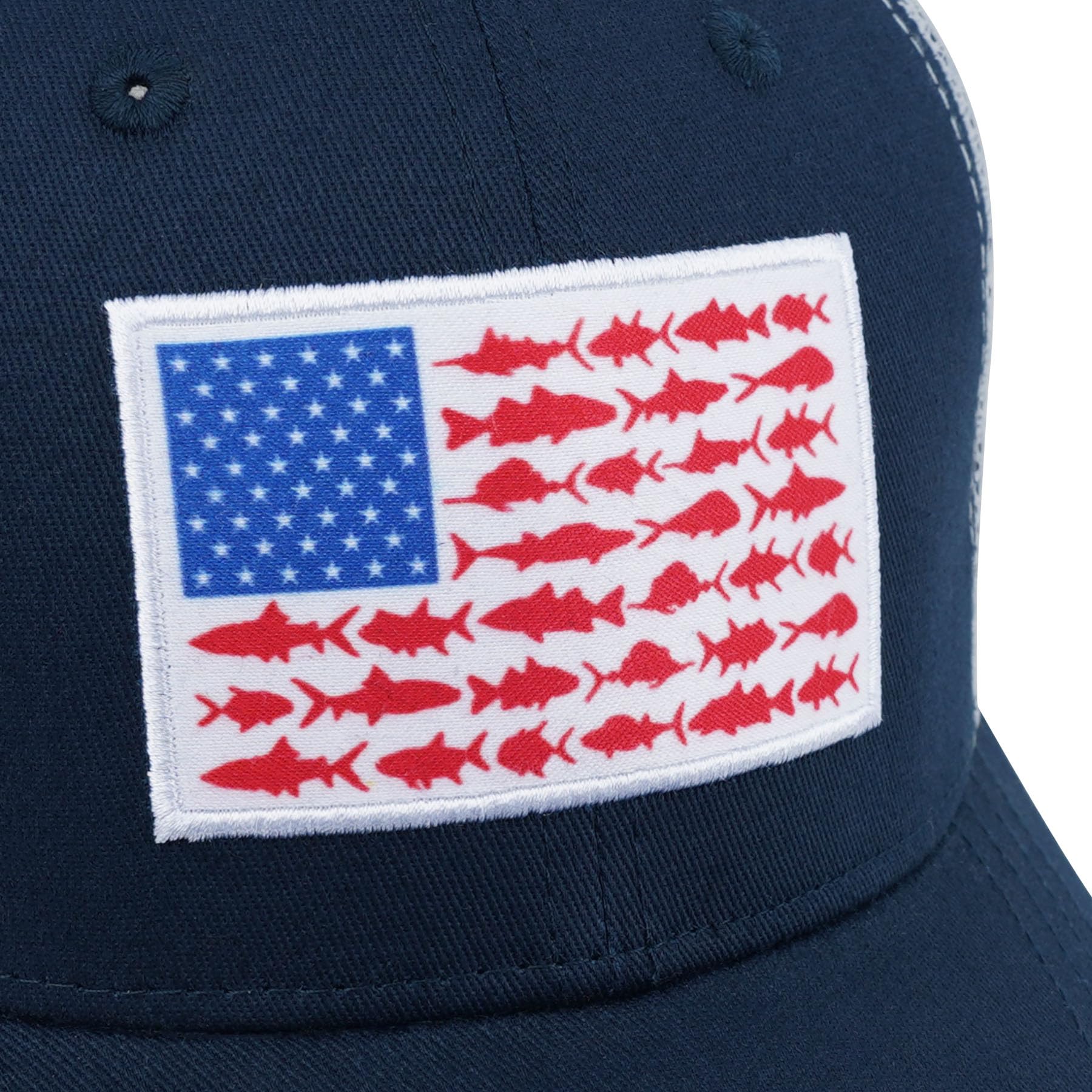 American Fish Flag Trucker Hats for Men - Adjustable Snapback Fishing Caps - Best Outdoor Gifts for Anglers & Camping Enthusiasts - Perfect for Fishing Trips, Hiking & Casual Wear