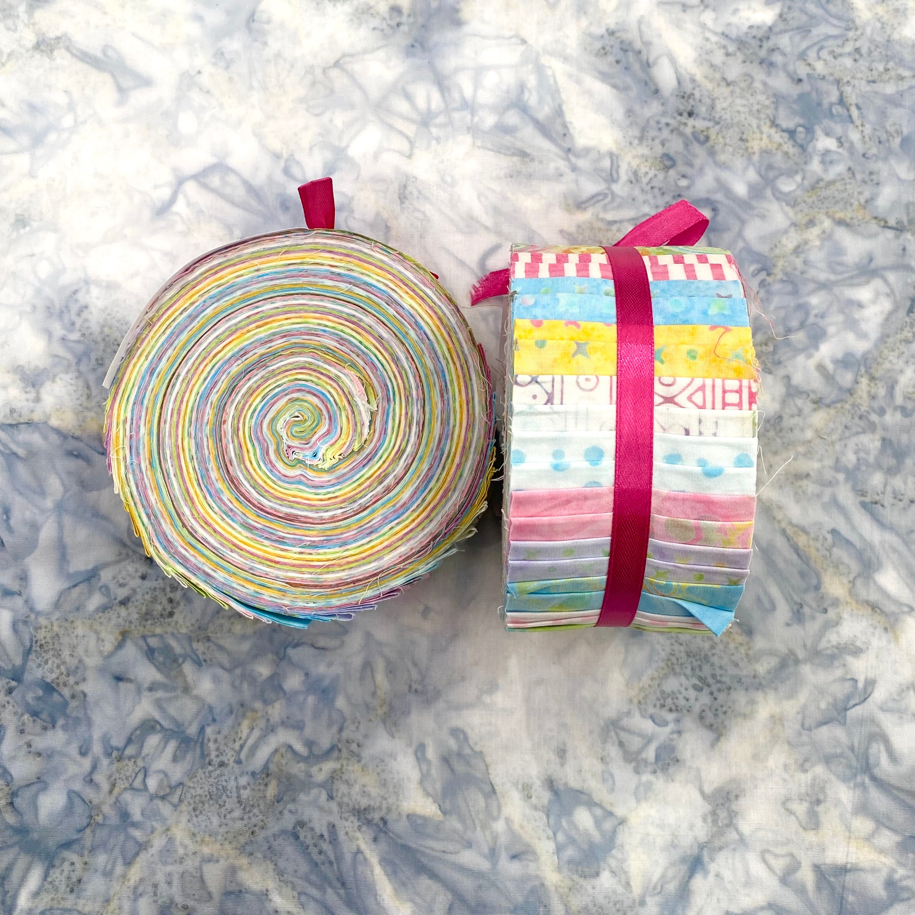 Jelly Roll Batik Colourwheels Fairy Floss - Premium Quilting Fabric Bundle for DIY Sewing & Craft Projects - Perfect for Quilts, Home Decor, and Scrapbooking