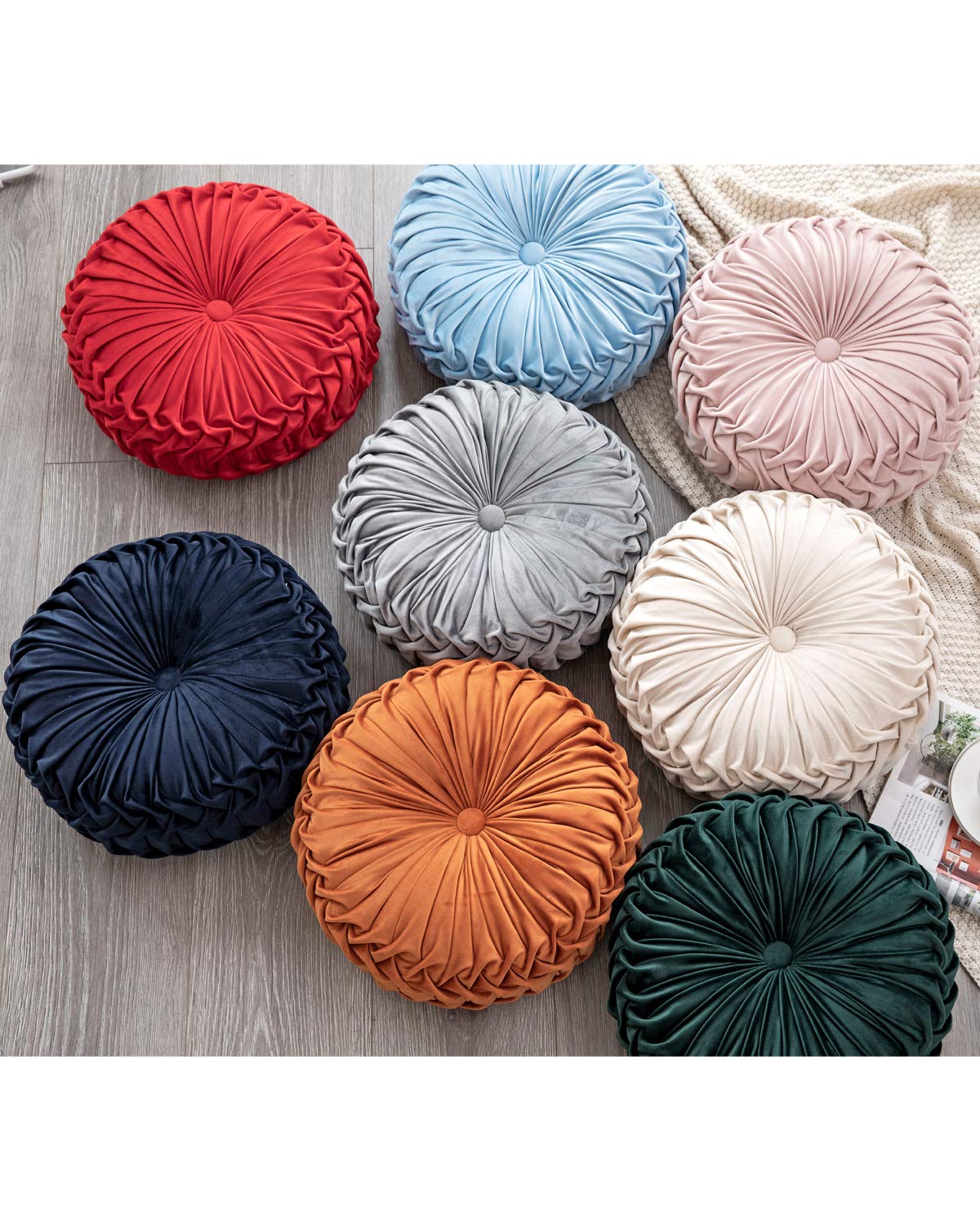 3D Pumpkin Velvet Throw Pillow - 15x15 Inch Round Decorative Cushion for Sofa, Bed, Chair & Floor - Navy Blue - Perfect for Fall Home Decor & Cozy Living Room Accents