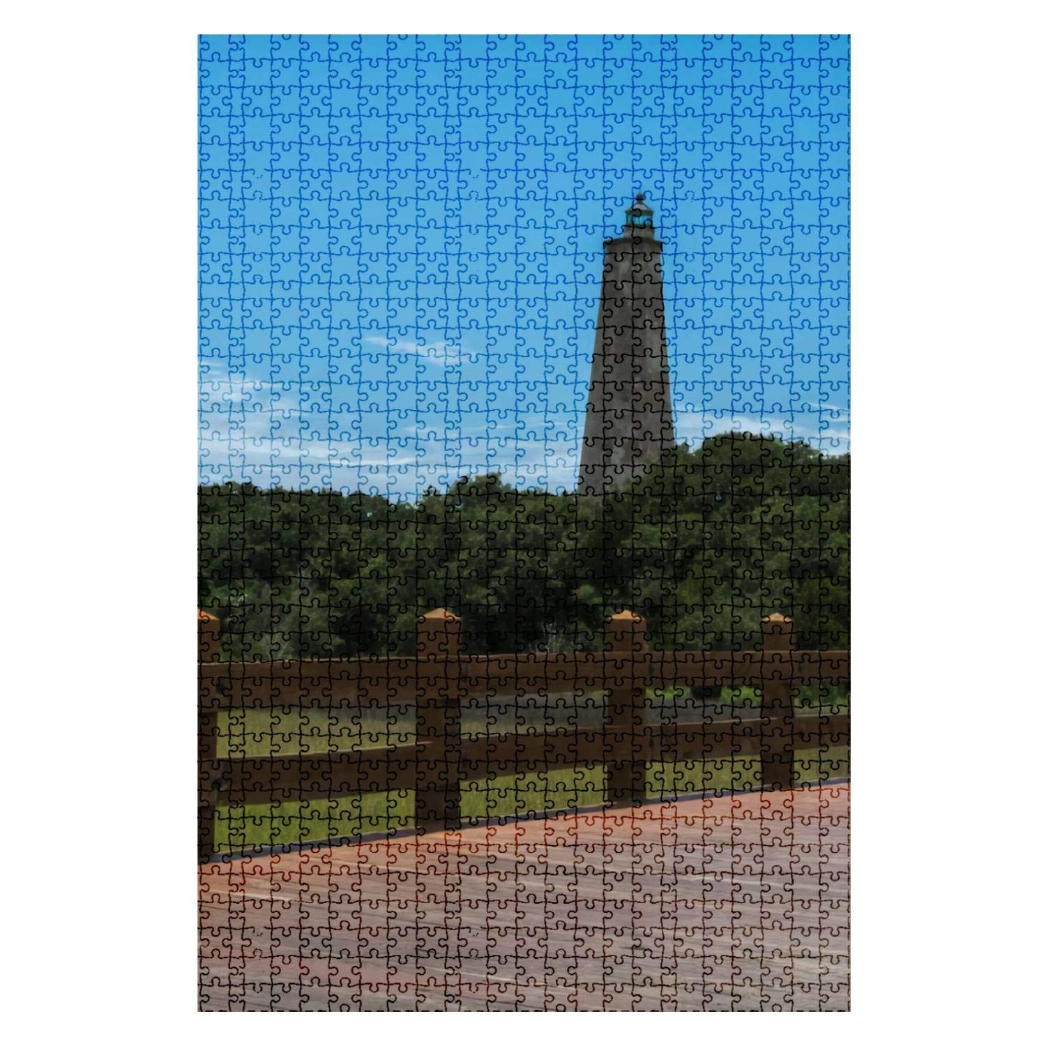 1000-Piece Wooden Jigsaw Puzzle - Bald Head Island Ferry & Old Baldy Lighthouse Scene - Challenging Adult & Kids Puzzle for Family Game Night - DIY Educational Toy & Home Decor Gift