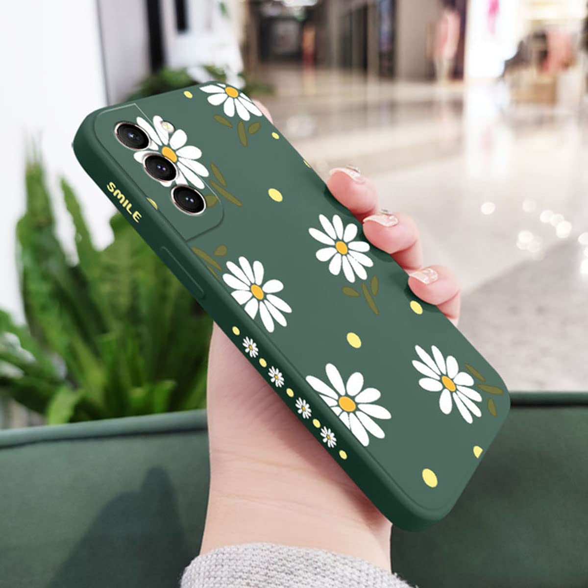 Cute Daisy Pattern Slim Shockproof TPU Bumper Case for Samsung Galaxy S22+ Plus 5G (6.7