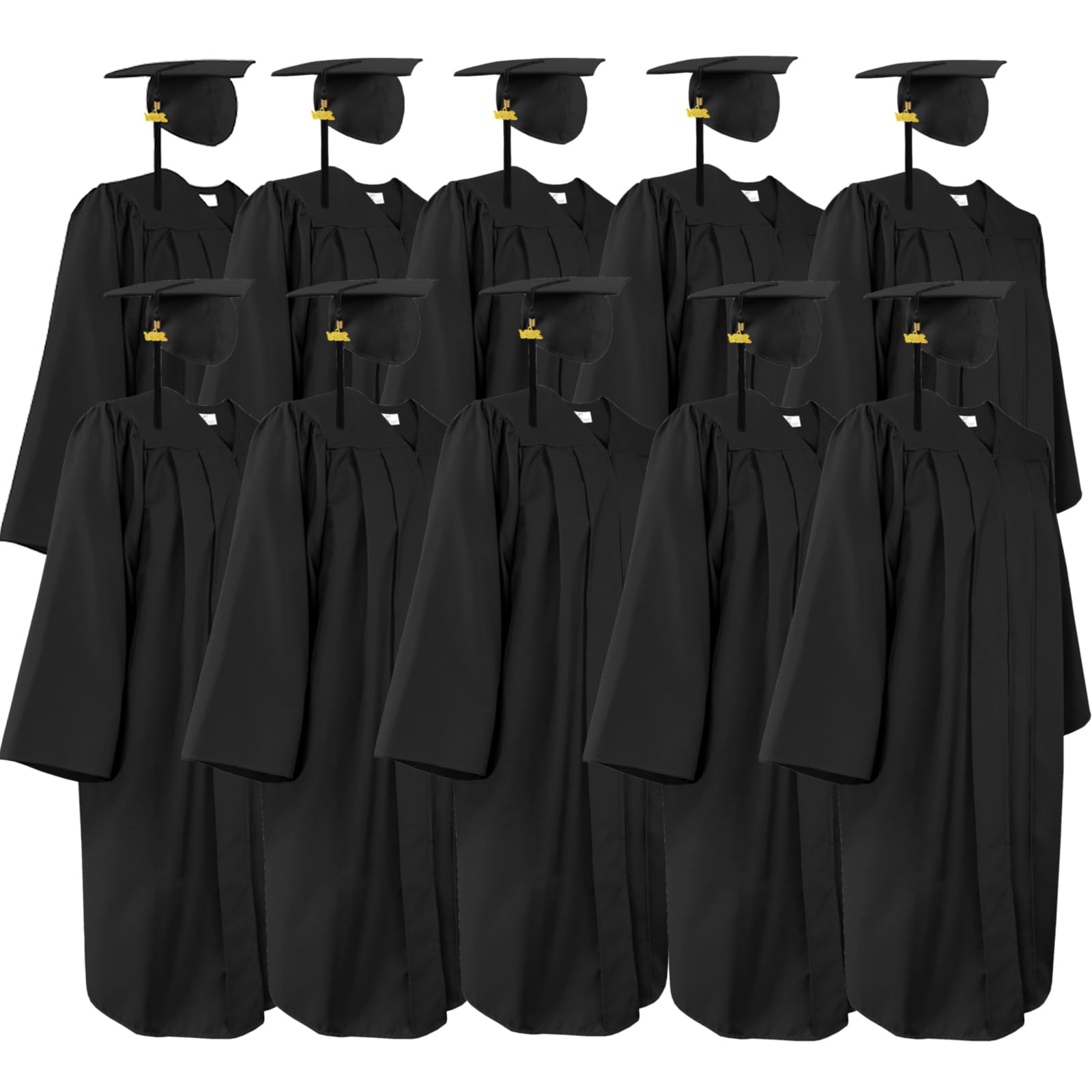2025 Graduation Gown Cap & Tassel Set - Matte Black Unisex Bachelor & High School Graduation Outfit - Perfect for Commencement Ceremonies, Photo Shoots & Graduation Parties