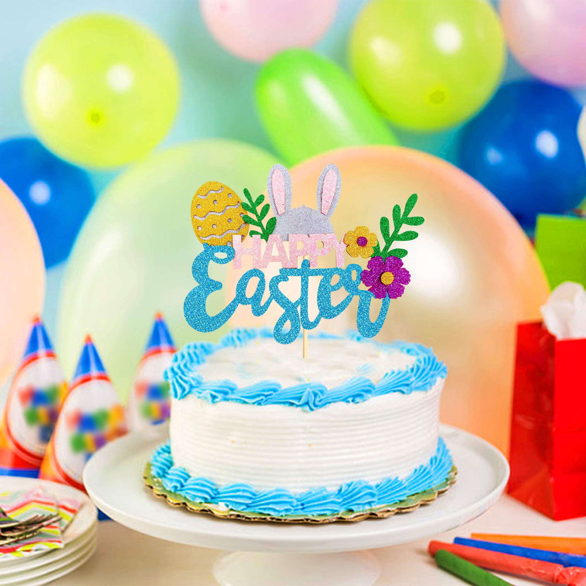 Easter Bunny Cake Topper - Happy Easter Rabbit Cake Decor for Easter Party, Birthday, Baby Shower & Spring Celebrations - 1pc Adorable Bunny Cake Decoration