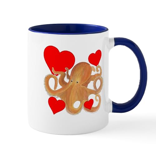 White/Navy Inside - Valentine Octopus Mug