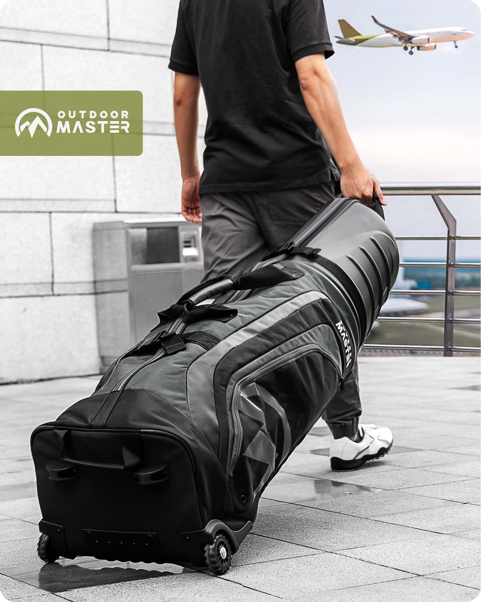 **OutdoorMaster Premium Golf Travel Bag with Wheels & Hard Case Top - Lightweight Airline-Approved Golf Club Protection for Easy Travel - Perfect for Airports, Golf Trips & Tournaments**