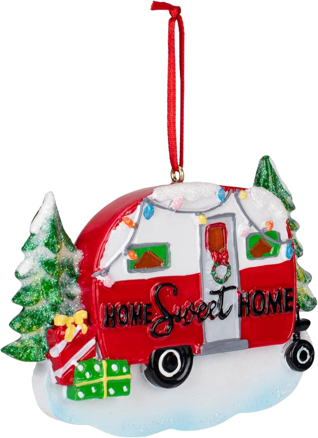 4 Pack Personalized Home Sweet Home Camper Ornaments - Perfect for RV, Travel Trailer & Christmas Tree Decorations