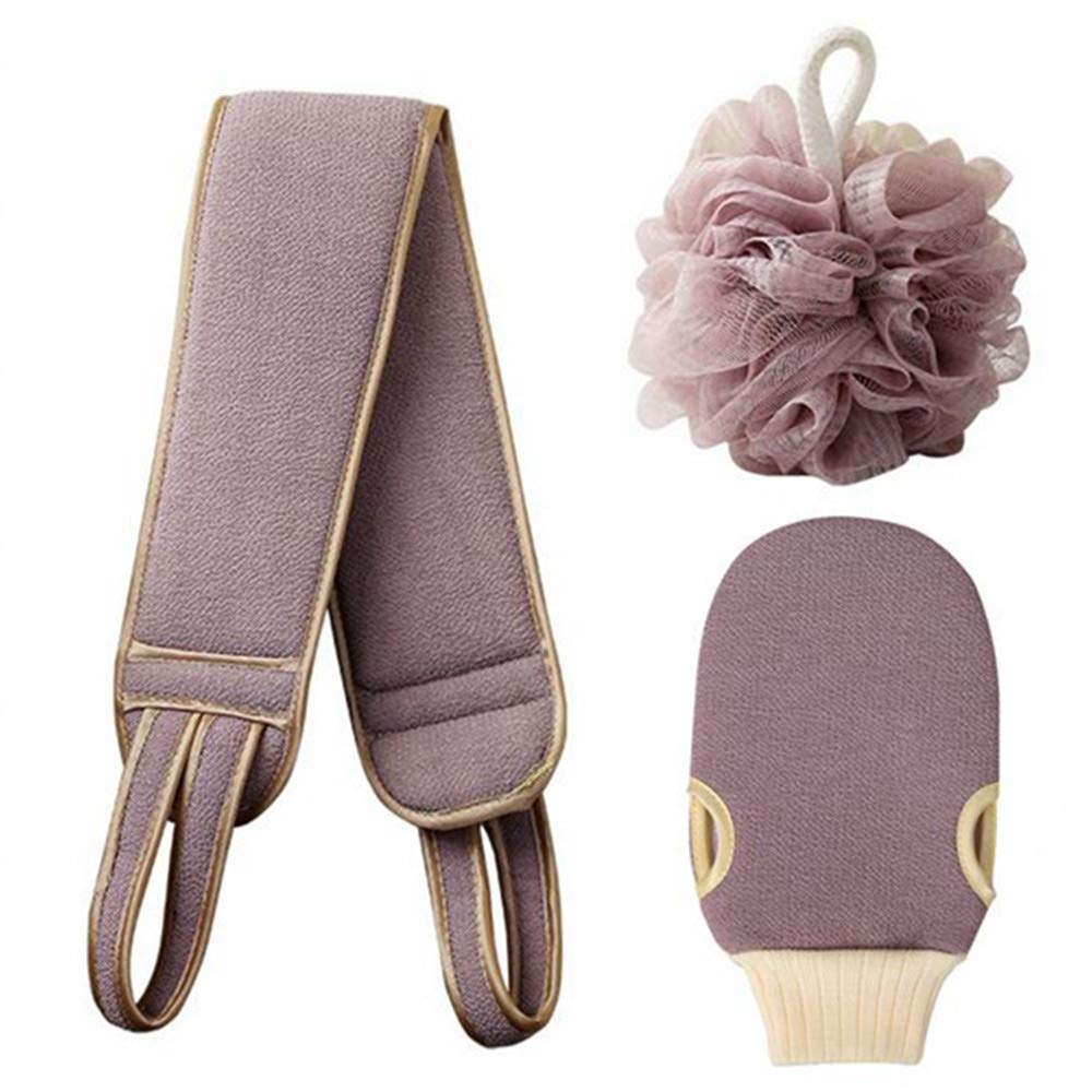 Exfoliating Back Scrubber & Shower Gloves Set - Dead Skin Remover for Men & Women | Bath & Shower Accessories for Smooth Skin (Purple) - Perfect for Spa Days & Deep Cleansing Routine