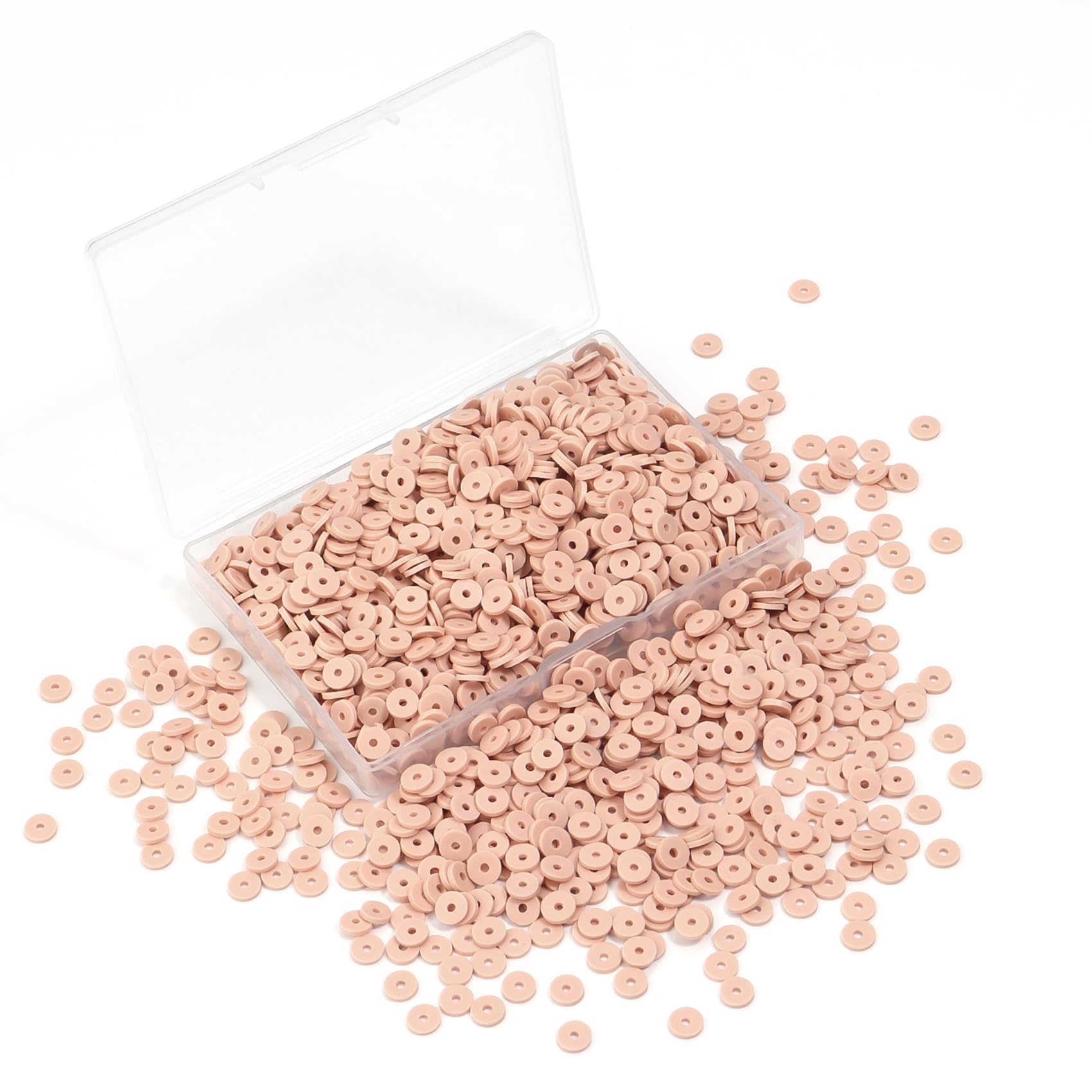1000pcs 6mm Warm Tan Heishi Beads - Polymer Clay Beads for DIY Jewelry Making, Bracelets, Necklaces - Perfect for Crafting, Gifts, and Boho Style Accessories