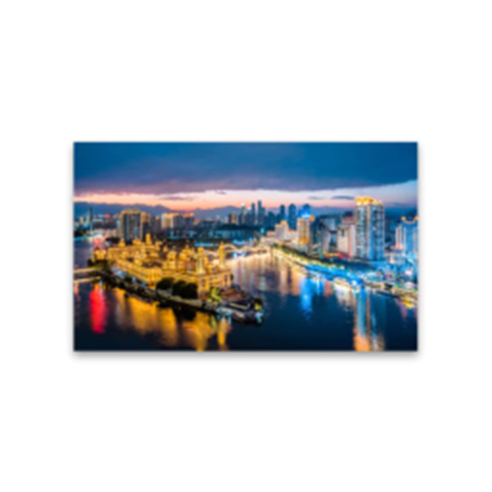 Hong Kong Harbor Painting Art Canvas - Printed Wall Art Decor Poster for Living Room, Bedroom & Office | Scenic Cityscape Home Decor