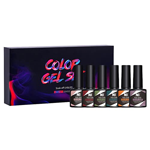 6-Pack 8ml Semi-Gel Base & Top Coat Nail Polish Set - Long-Lasting Manicure for Gel & Permanent Nails (Nude Shades, One Size) | Perfect for Salon, Home DIY & Special Occasions